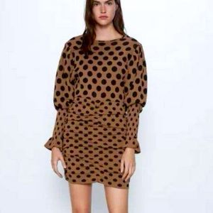 Zara Brown Polka Dot Dress